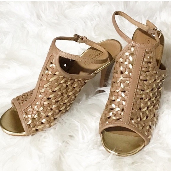 Coach Shoes - Coach gold & tan leather sandals
